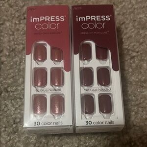 imPRESS Color Press-On Manicure - Shimmering Pink and Burgundy